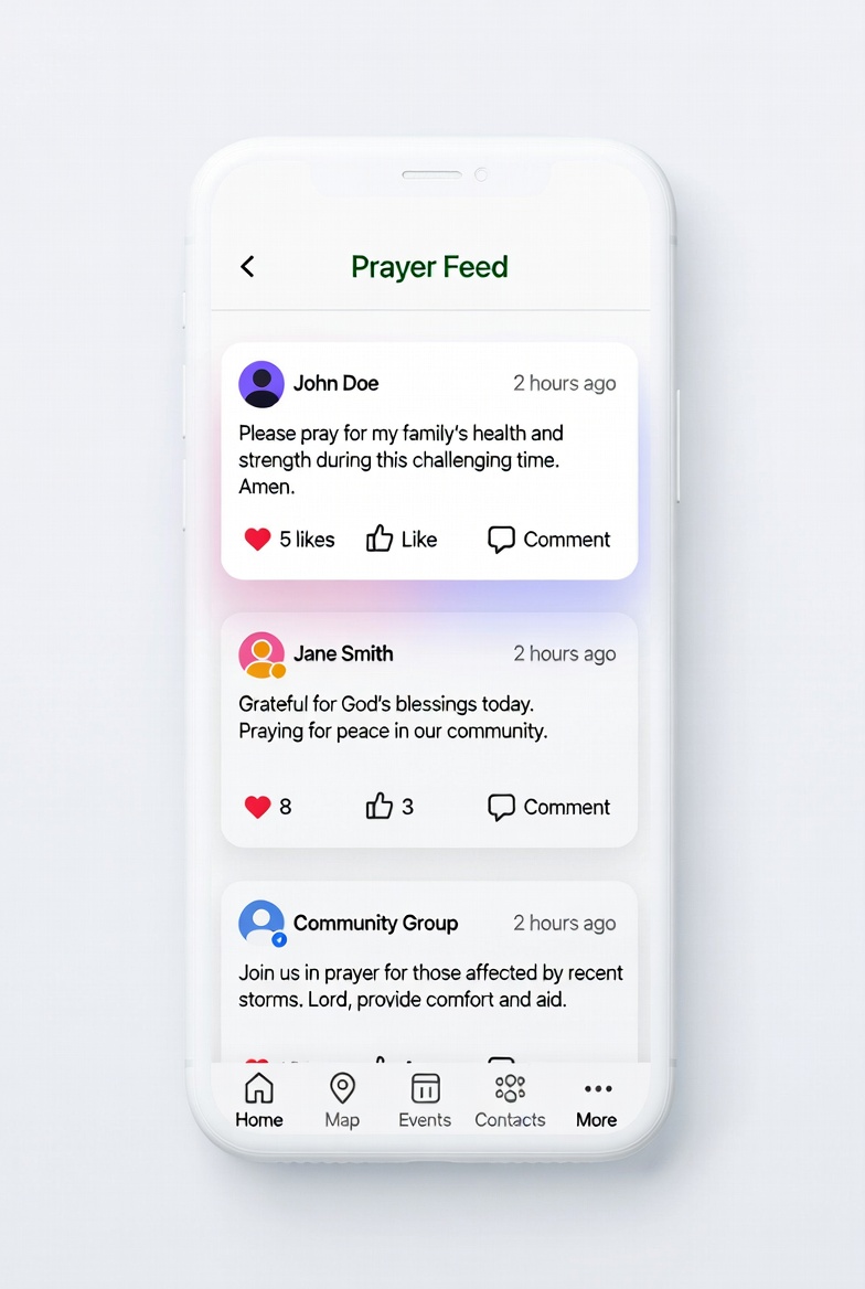 Prayer request list interface