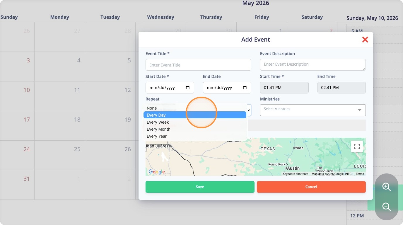 Complete Event Details and Frequency