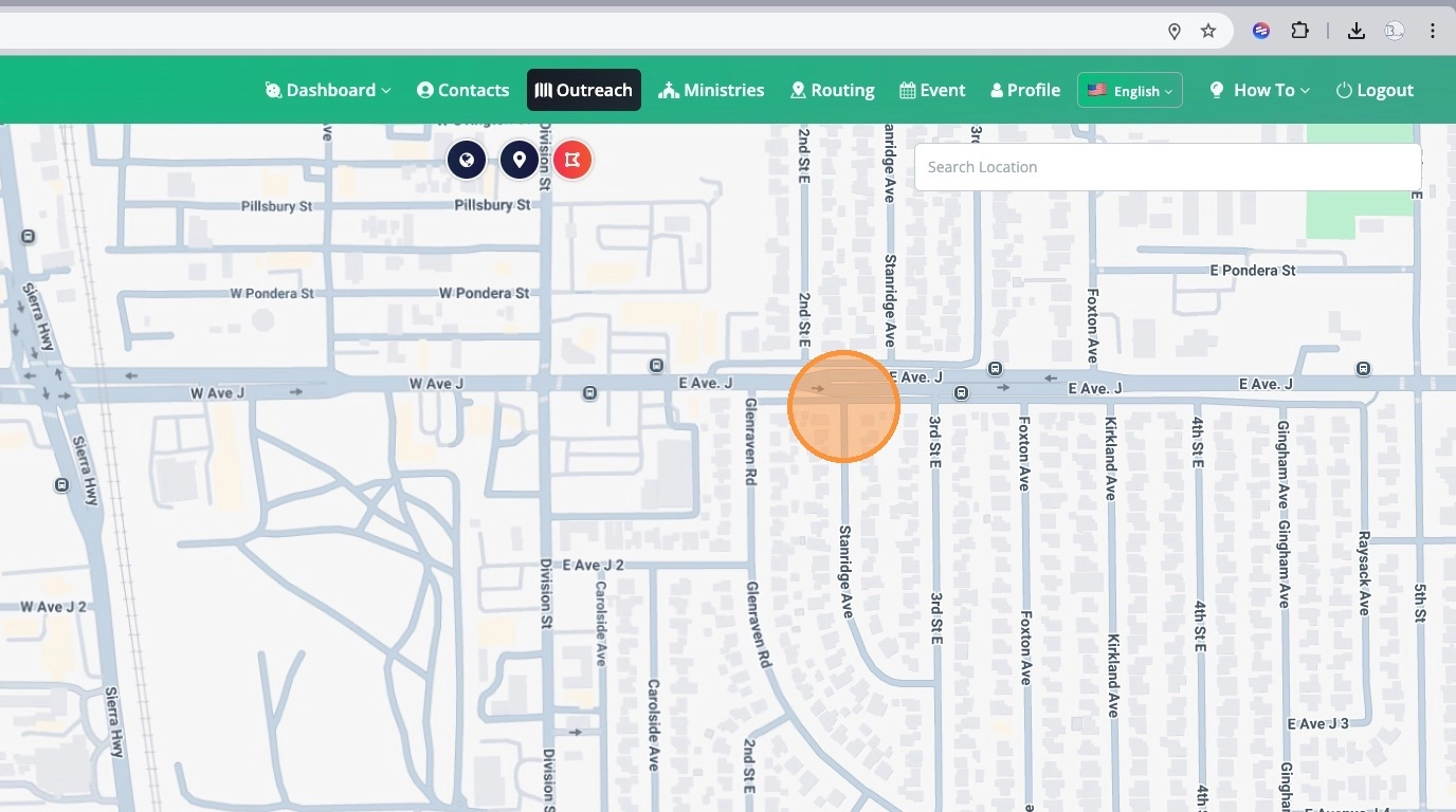 Drawing a map along a street by dropping anchor points