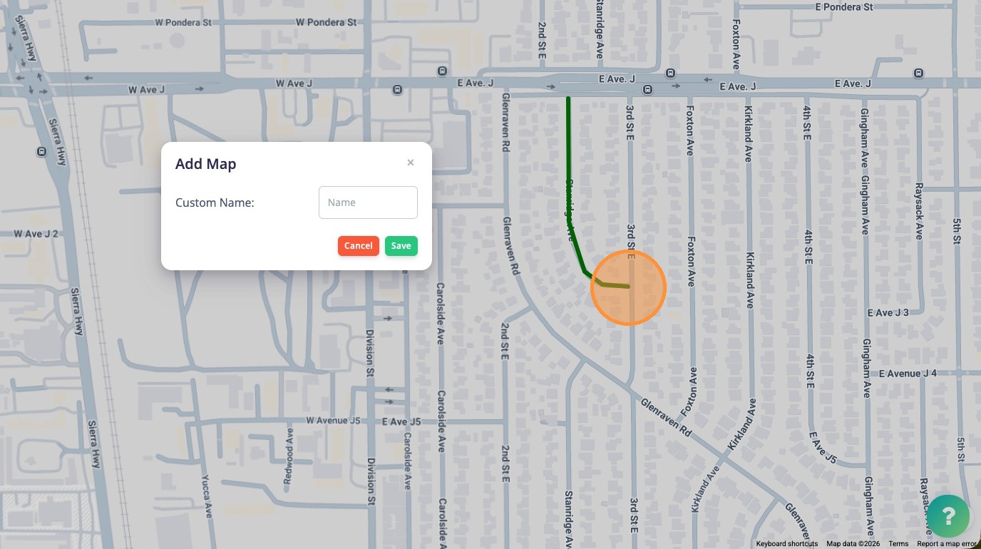 Completing the map drawing by double-clicking the last anchor point